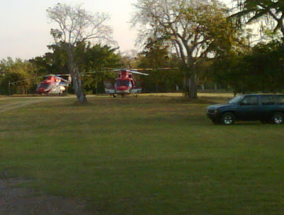 Medical helicopters arriving for mission support